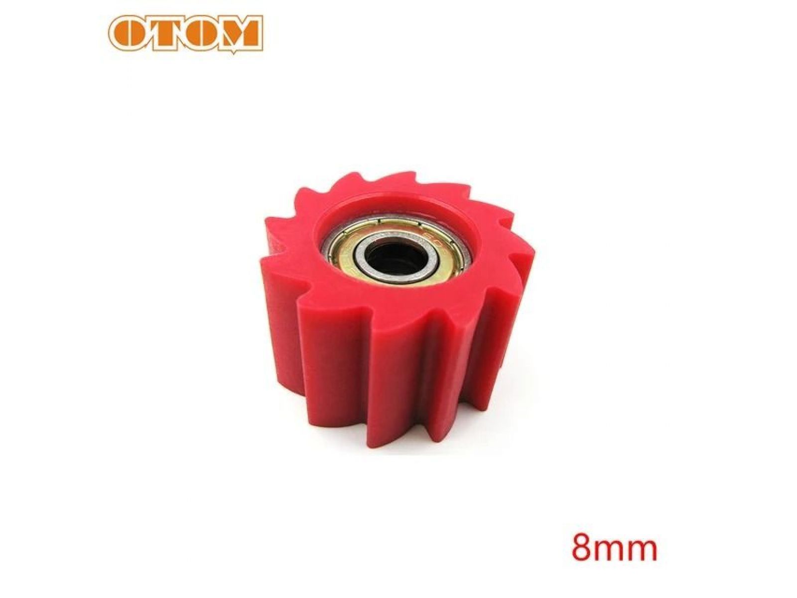 Ролик натяжителя цепи OTOM RACING зубчатый, красный OTM232393